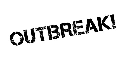 Outbreak rubber stamp. Grunge design with dust scratches. Effects can be easily removed for a clean, crisp look. Color is easily changed.