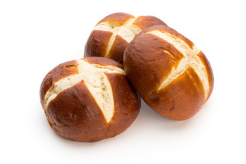 Freshly baked bread isolated on white background.