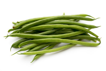 Green beans isolated on a white background.
