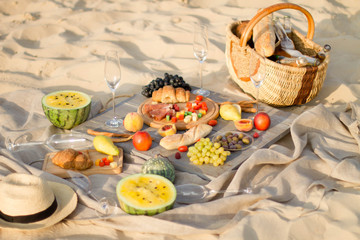 Group of friends enjoying  with champagne at the Beach
