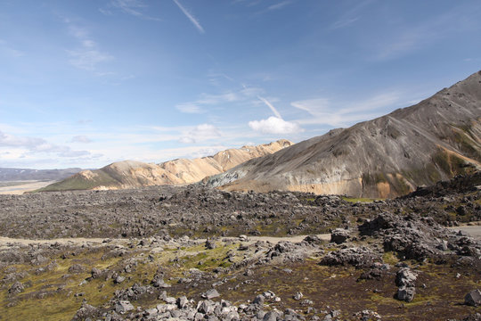 Islande, champ de pierres du Landmannalaugar