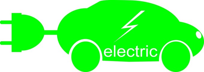 Elektroauto Illustration icon, Electric car with  plug