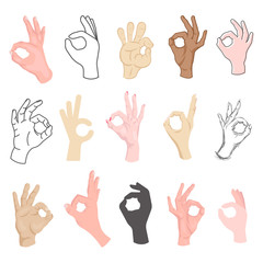 Obraz premium Ok hands success gesture okey yes agreement signal business human agree best approval vector.