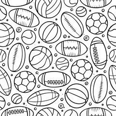 Cartoon cute hand drawn Sport seamless pattern