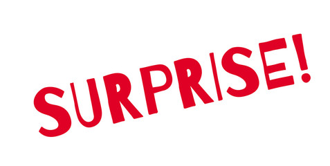 Surprise rubber stamp. Grunge design with dust scratches. Effects can be easily removed for a clean, crisp look. Color is easily changed.