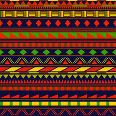 Colorful simple shapes ethnic african striped seamless pattern, vector