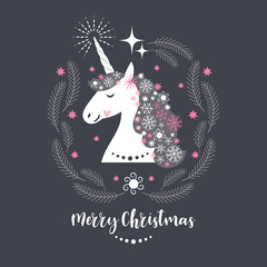 Christmas card with Unicorn
