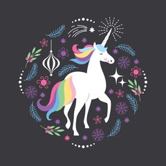 Christmas card with Unicorn © LenLis