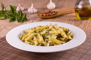 Penne with pesto sauce
