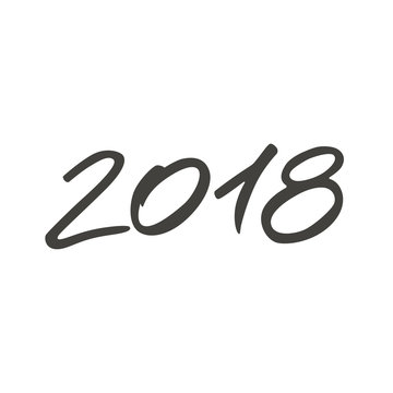 2018 - symbols new year. Holiday lettering ink illustration.