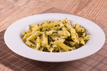 Penne with pesto sauce
