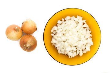 chopped onion isolated