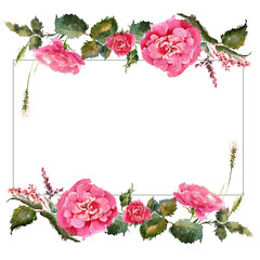 Romantic watercolor alstroemeria flowers wreath