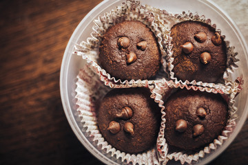 Traditional russian cake truffle potatoes on wooden table