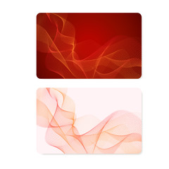 Business card, Gift card, coupon, (discount voucher) with Guilloche pattern (red lines, watermark texture). Vector background for check (cheque), ticket, money design, currencyBasic RGB