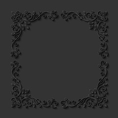 Abstract decorative 3d floral frame. Vector Illustration