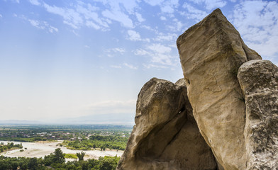 Beautiful view from above to the valley of a mountain river.