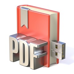 eBook icon metal PDF red book USB 3D