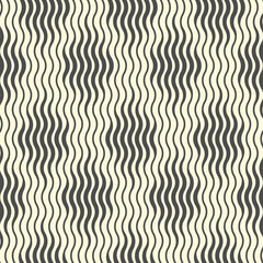 Seamless Wave and Stripe Pattern. Black and White Regular Vertical Line Texture