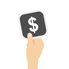 Hand hält graue Karte - Dollar - Währung