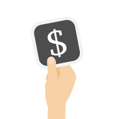 Hand hält graue Karte - Dollar