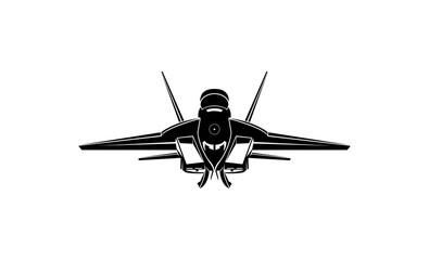 Silhouette of a hunting plane seen from the front
