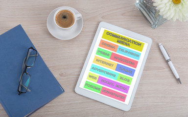 Communication media concept on a digital tablet