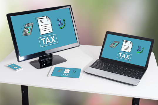 Tax concept on different devices