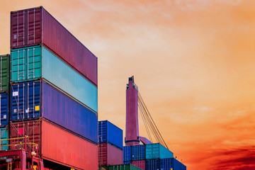 Contrainer on ship port import and export