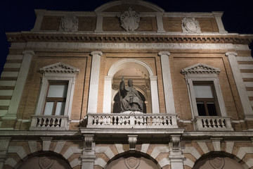Fototapeta na wymiar Cesena (Italy): historic palace at evening