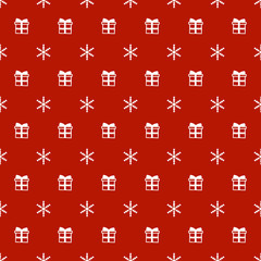 Christmas New Year seamless pattern with snowflakes gift present. Holiday background. Xmas winter trendy decoration. Festive texture. Hand drawn vector illustration. Snow pattern. Wrapping gift paper. - 174232555
