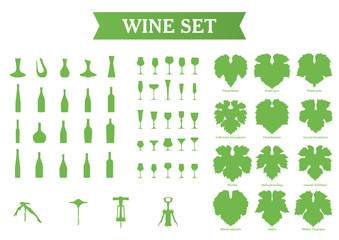 wine set on a white background