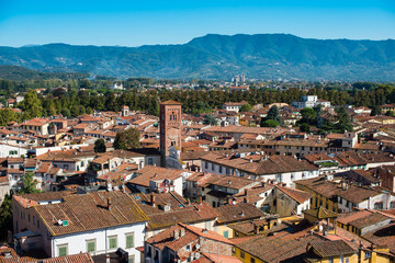 Fototapeta na wymiar Panorama belvedere di Lucca, Italia veduta area