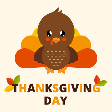 cute turkey with text vector