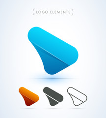 Arrow logo template. Play button icon. Material design, flat, line art style