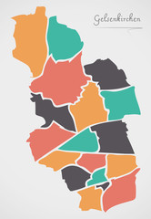 Gelsenkirchen Map with boroughs and modern round shapes
