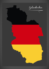 Fototapeta premium Gelsenkirchen map with German national flag illustration
