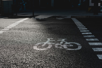 Bicycle road sign on the street