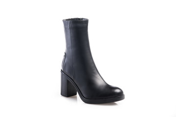 Black suede boot isolated on white background.