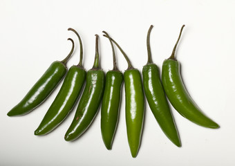 Jalapeños peppers on white background