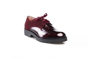 red suede boot isolated on white background.