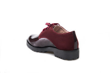 red suede boot isolated on white background.