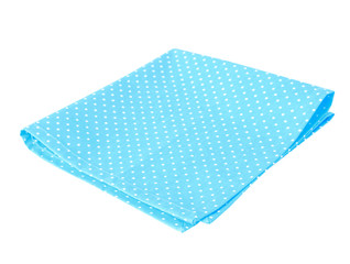 Blue kitchen towel folded isolated.