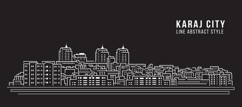 Cityscape Building Line art Vector Illustration design - Karaj city