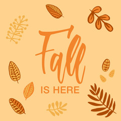 Fall is here! Modern calligraphy and falling leaves.