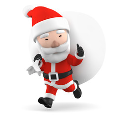 Santa Claus with big bag, 3D illustration