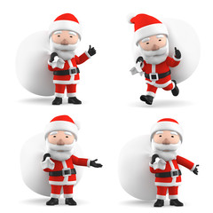 Santa Claus with big bag, 3D illustration