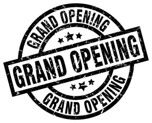 grand opening round grunge black stamp