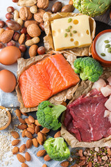 Assortiment de sources de protéines saines et d& 39 aliments pour la musculation