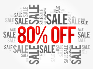 80% OFF Sale words cloud, business concept background